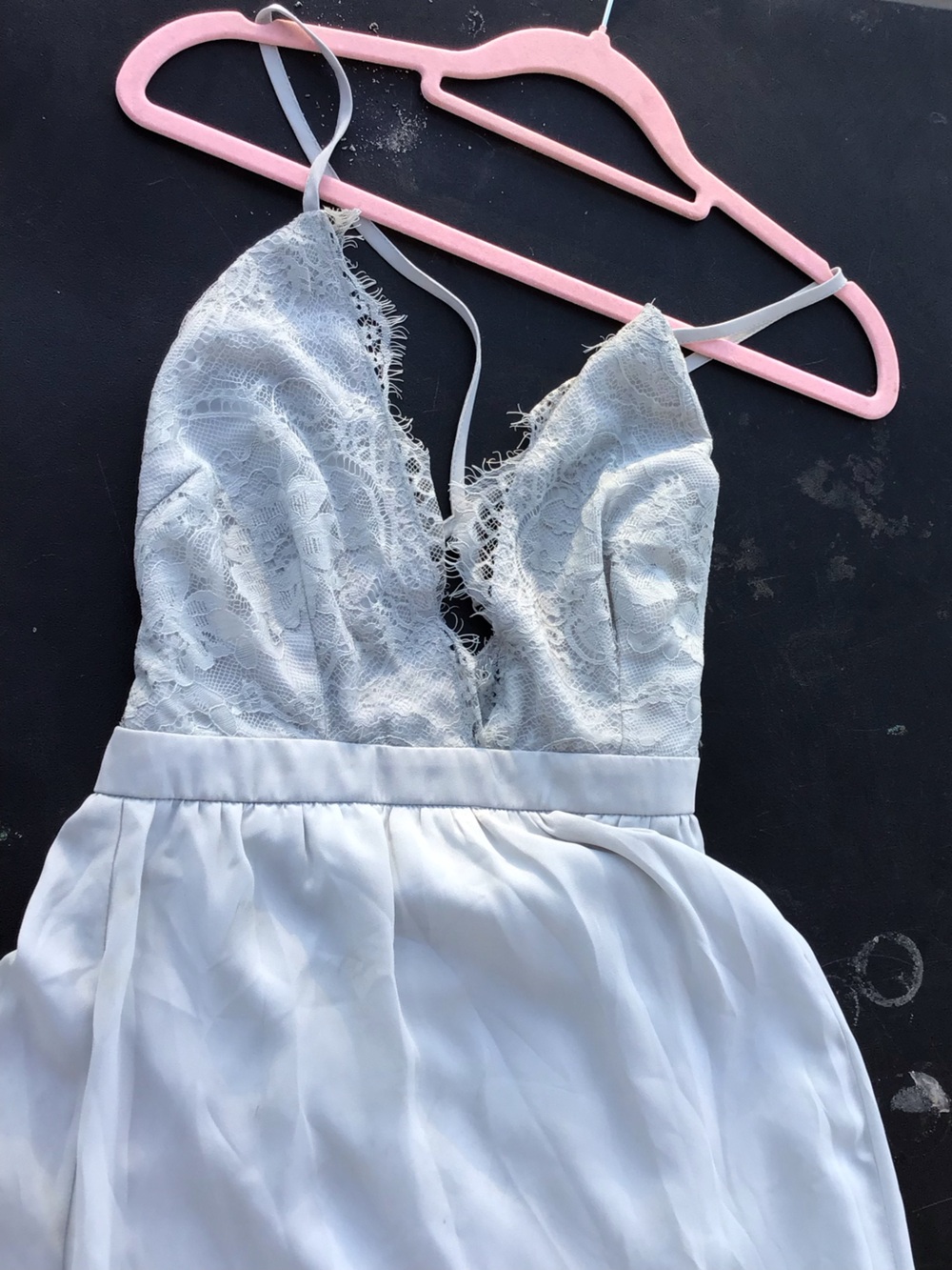 Tobi light baby blue Lace Trim Slip Dress